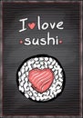 I love sushi, chalk doodle style sushi menu design