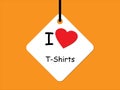 i love t-shirts tag on yellow