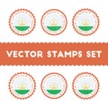 I Love Tajikistan vector stamps set.