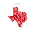 I Love Texas. Red Hearts Pattern Vector Map of Texas Royalty Free Stock Photo