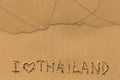 I love Thailand - text written on sandy beach . Royalty Free Stock Photo