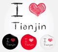 I love Tianjin illustration of heart and stickers