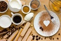 I love tiramisu. Ingredients for making perfect Italian dessert Royalty Free Stock Photo