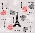 I love travel pattern paris. seamless background Royalty Free Stock Photo