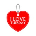 I love tuesday, font type with heart Royalty Free Stock Photo