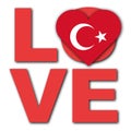 I Love Turkey Concept - Heart Flag - White Background - 3D Illustration Royalty Free Stock Photo