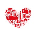 I love Turkey. Sign heart of traditional Turkish folk characters