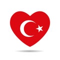 I love Turkey , Turkey flag heart vector illustration isolated on white background Royalty Free Stock Photo