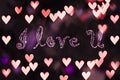 I Love U on the heart bokeh - Valentines Day background Royalty Free Stock Photo