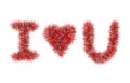 I love U with tinsel pattern on white