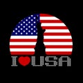 I Love USA. Statue of liberty and Flag of the United States vector design Royalty Free Stock Photo