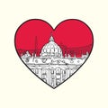 I love Vatican. Red heart and famous buildings Royalty Free Stock Photo