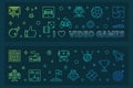I Love Video Games outline colorful banners - vector illustration