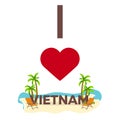 I love Vietnam. Travel. Palm, summer, lounge chair. Vector flat illustration.