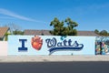 I Love Watts street art in Los Angeles Royalty Free Stock Photo