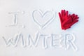 I love winter written on snow