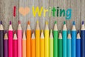 I love writing message with pencil crayons Royalty Free Stock Photo