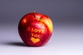 Valentines days gift. I love You apple with heart Royalty Free Stock Photo