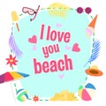 I love you beach. Summer background Royalty Free Stock Photo