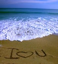 I love you beach writting Royalty Free Stock Photo