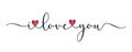 I love you, brush calligraphy with doodle heart