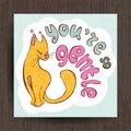 I love you card, greetings with cute animals, cartooning cat Royalty Free Stock Photo