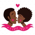 I love you card with kissing couple (african americans)