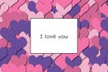 I love you love card with Pink hearts as a background