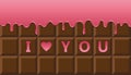 I love you chocolate bar with pink melting glaze