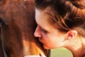 Girl Kissing Horse Royalty Free Stock Photo