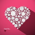 I Love You Concept with Big Heart Made from Paper Cut Flowers Royalty Free Stock Photo