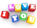 I love you concept on colorful cubes on white background