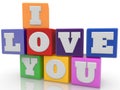 I love you concept on colorful cubes on white background Royalty Free Stock Photo