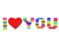 I love you concept of colorful toy bricks Royalty Free Stock Photo