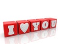 I love you concept on red cubes Royalty Free Stock Photo