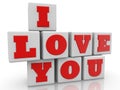 I love you concept on white toy blocks stacked on top of each other Royalty Free Stock Photo