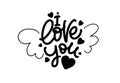 I love you cute lettering design with hearts and wings.