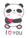 I Love you Cute panda with heart vector illustration Royalty Free Stock Photo