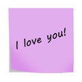 I love you 3d illustration post note reminder on white with clipping path Royalty Free Stock Photo