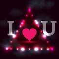 I love you, dark background with shining lights Royalty Free Stock Photo