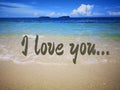 I love you design with ocean view background. Royalty Free Stock Photo