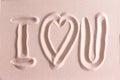 I Love You drawn in golden beach sand Royalty Free Stock Photo