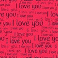 I love you, font seamless pattern. Valentine`s Day background.