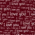 I love you, font seamless pattern. Valentine`s Day background.