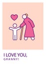 I love you, granny greeting card with color icon element