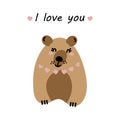 I love you. Greeting card for Valentine`s Day, birthday, Mother`s Day, wedding with cute bears and heart. Vector illustration Royalty Free Stock Photo