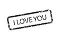 I love you grunge rubber square stamp, black isolated on white background, vector illustration. Royalty Free Stock Photo