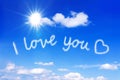 i love you heart message blue sky