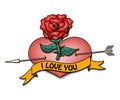 I love you and heart with a rose Royalty Free Stock Photo