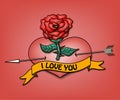 I love you and heart with a rose Royalty Free Stock Photo